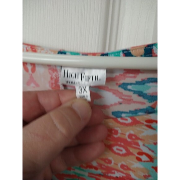 High Fifth Woman 3X Blouse Slit Gold Accent 3/4 Sleeve Western Patchwork... - Picture 3 of 9